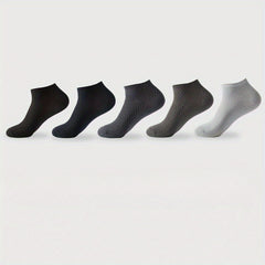 5 Pairs Men's Bamboo Fiber Crew Socks Comfortable All Seasons Casual Socks
