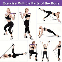Multifunctional Fitness Pilates Stick With Resistance Rope Yoga Pedal