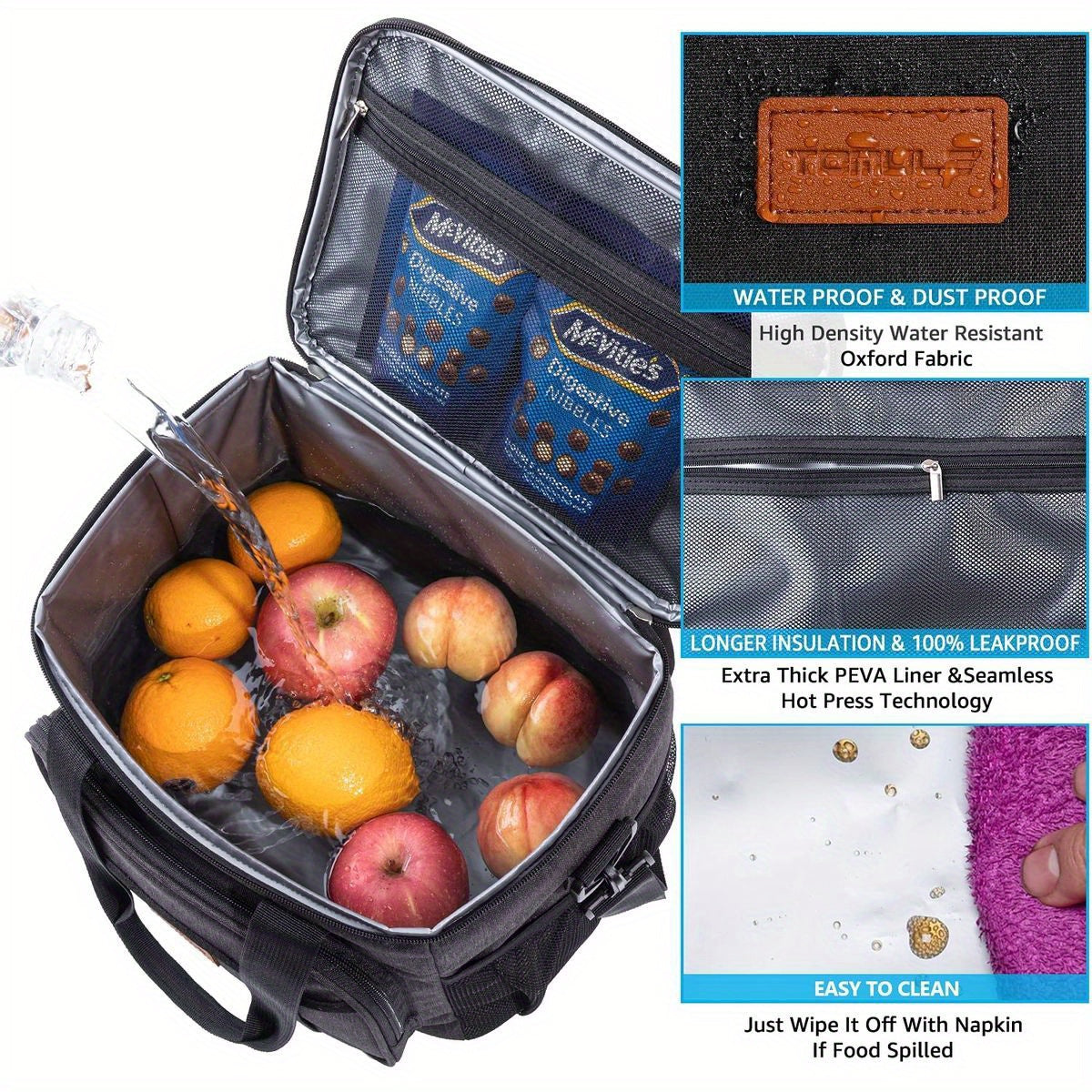 Leakproof Insulated Lunch Bag Large Capacity Soft Cooler Tote