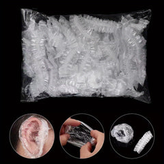 100/200 Disposable Waterproof Plastic Earmuffs - Shower/Bath