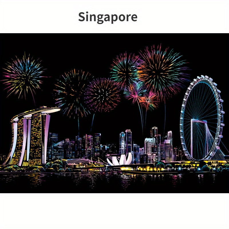 City Decompression Scratching Toy Night Scene DIY Hand Scratching