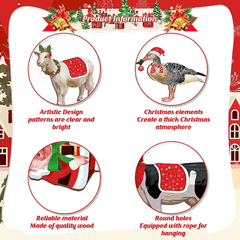 24pcs Christmas Farm Animal Decorations Set for Outdoor Party with Rope