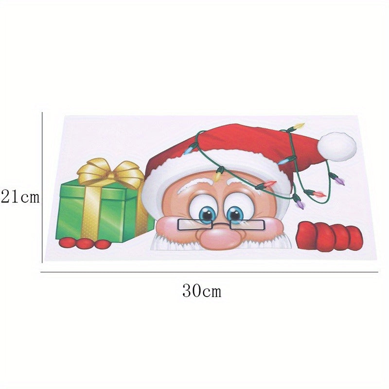 Christmas Santa Claus Elk Shop Hotel Double Sided Glass Sticker