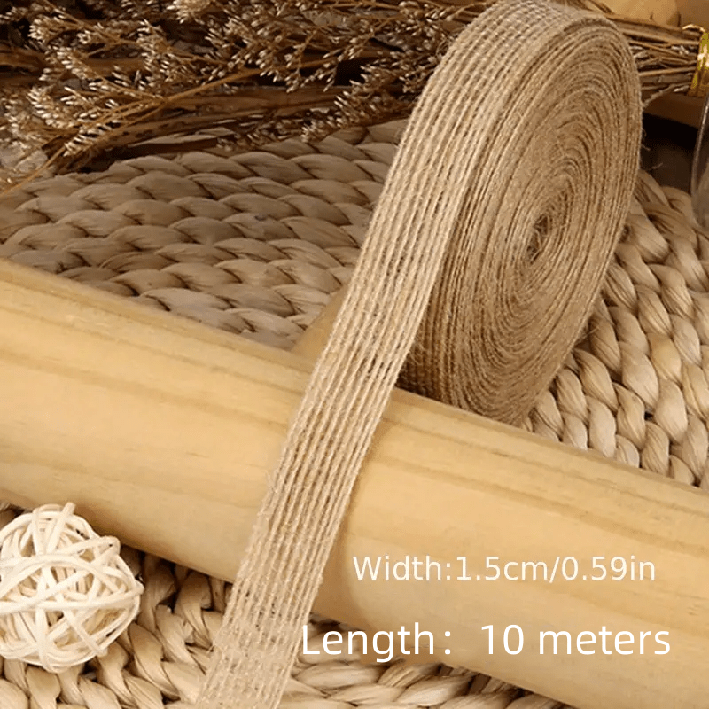 10M Natural Jute Ribbon Bow Crafts Vintage Burlap Fabric Sewing Wedding