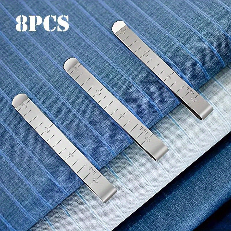 4pcs Metal Sewing Crimping Clip Stainless Steel Ruler Measurement Clips