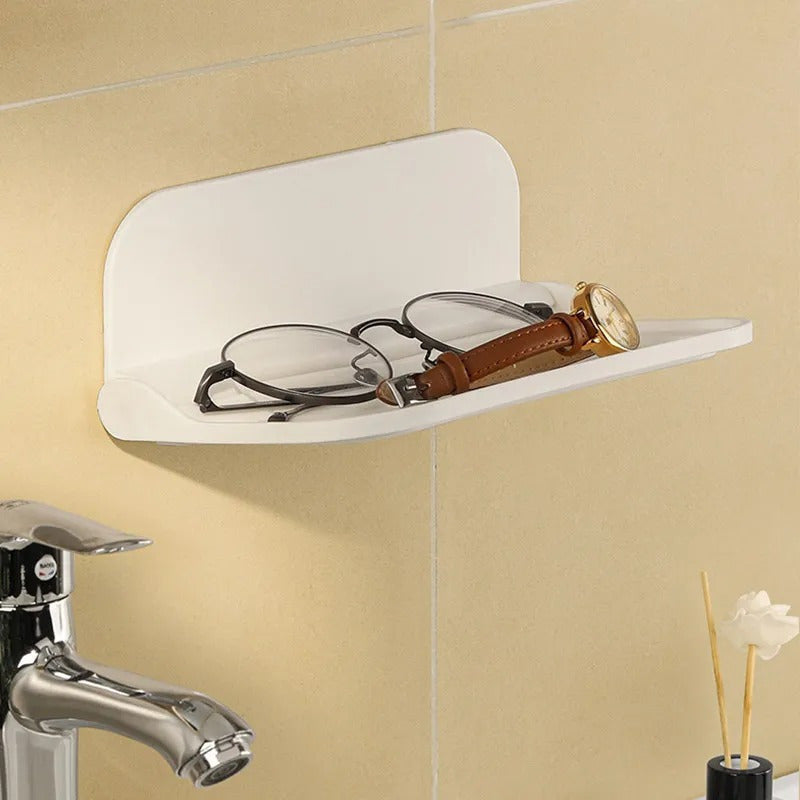 Folding Wall Mounted Shelf Space Saving Storage Rack No Punch