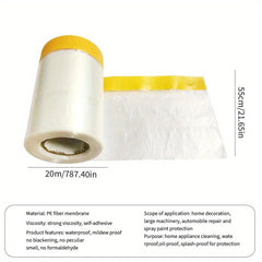 20M Plastic Pre Taped Dust Masking Film Car Auto Furniture Wardrobe Protection