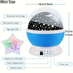 360 Rotating Moon Star Projector Desk Lamp with USB Cable