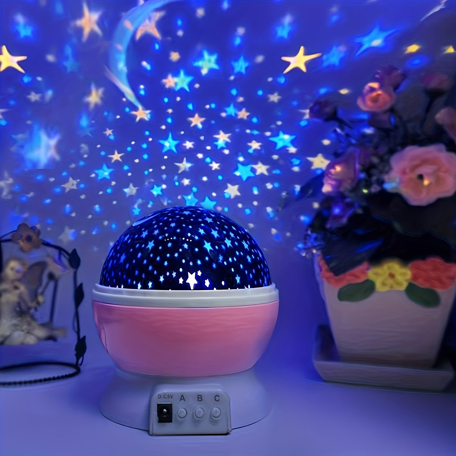 360 Rotating Moon Star Projector Desk Lamp with USB Cable