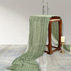Green Balinese Pleated Table Runner Solid Table Cover