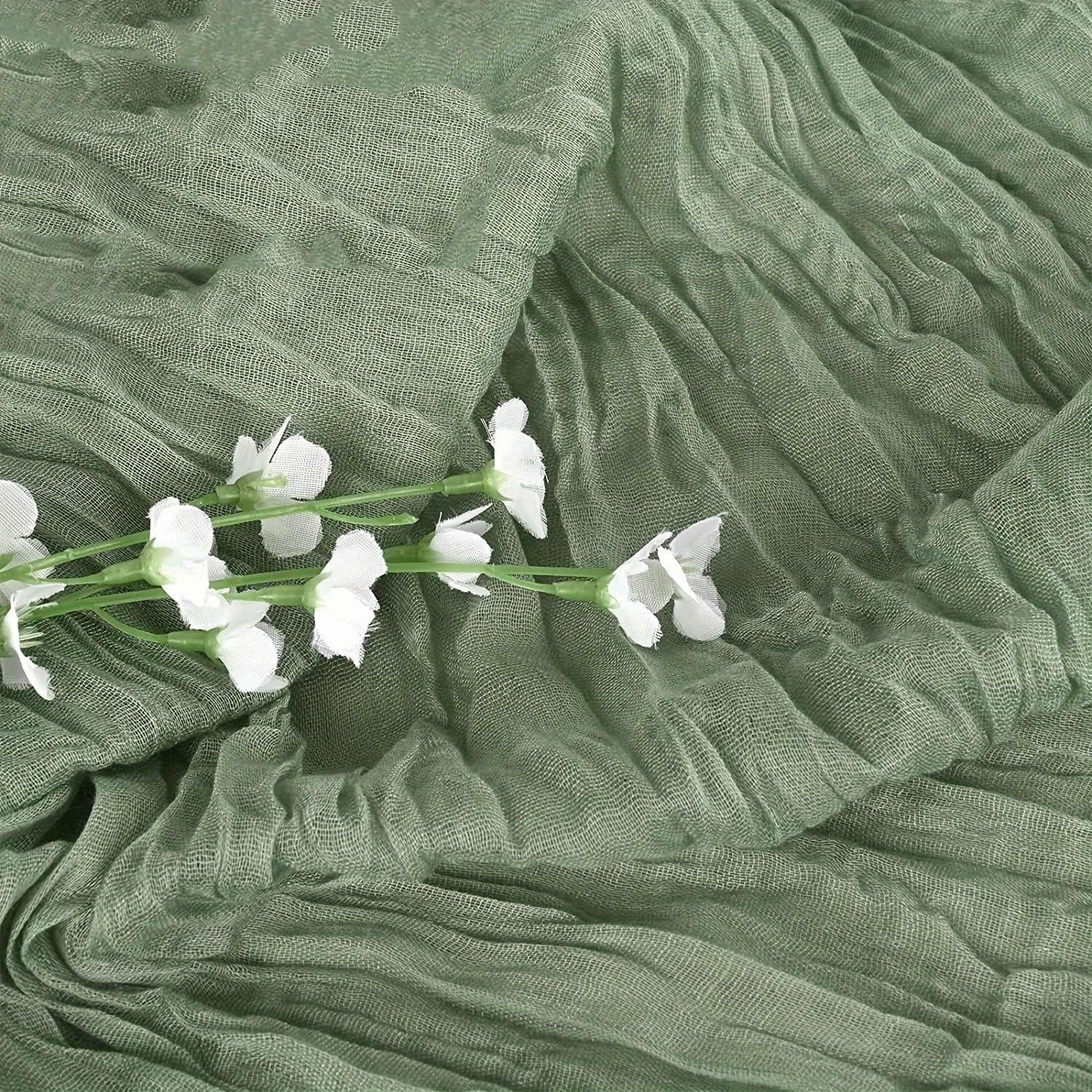 Green Balinese Pleated Table Runner Solid Table Cover
