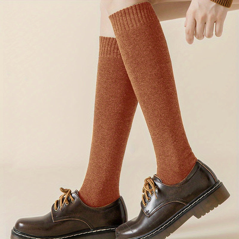 Solid Calf Socks Knee High Women's Stockings & Hosiery