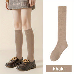 Solid Calf Socks Knee High Women's Stockings & Hosiery
