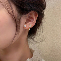 Opal Tulip Pearl Stud Earrings Female