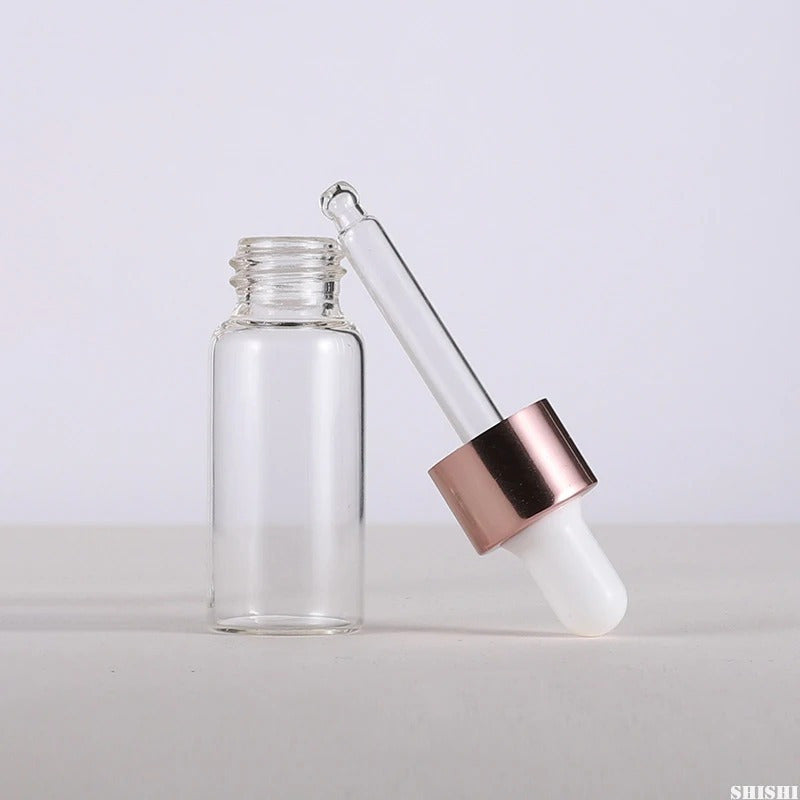 10 Mini Dropper Bottles Aromatherapy Rose Cap Reagent Pipettes Bottles