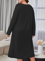 Plus Size Lounge Dress Women's Plus Art Letter & Floral Print Long Sleeve