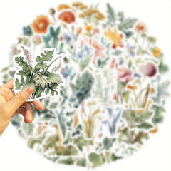 50pcs Cartoon Plant Stickers for Stationery Books Laptops Water Cup