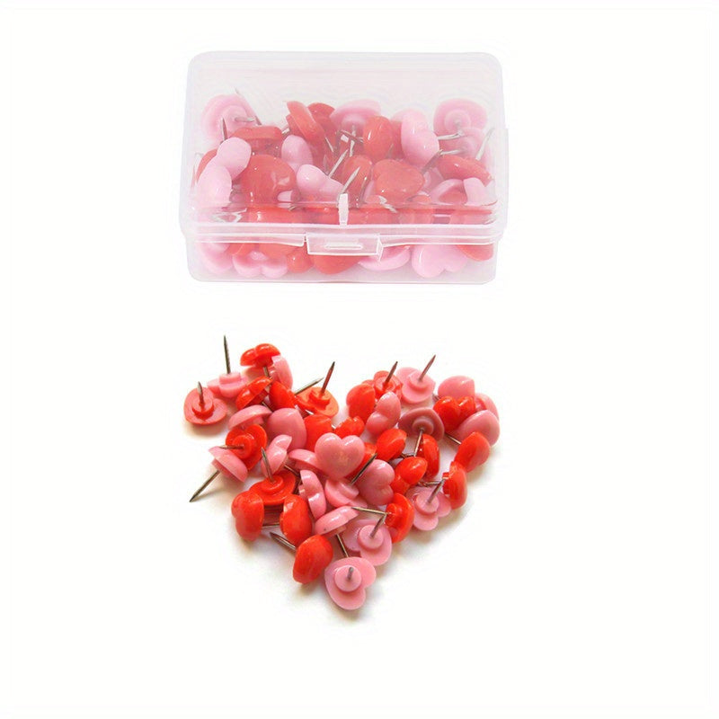 50pcs Plastic Heart Push Pins Cork Board Thumbtack Office School Supplies