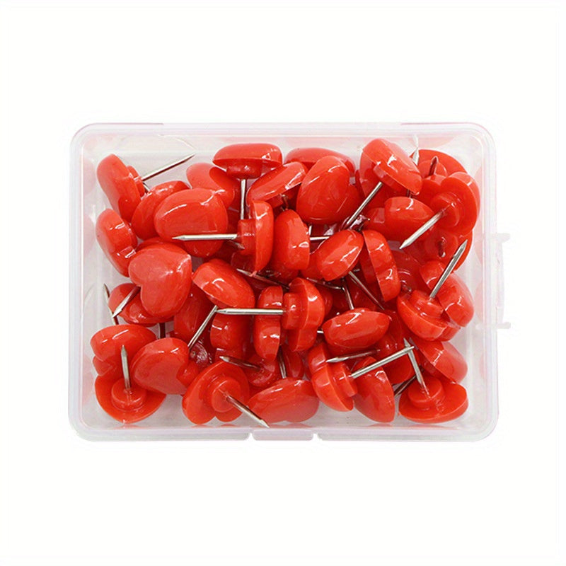 50pcs Plastic Heart Push Pins Cork Board Thumbtack Office School Supplies