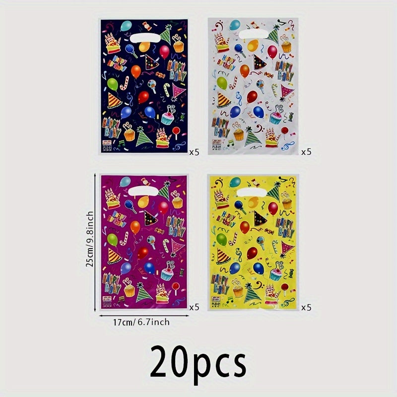 20pcs Colorful Gift Bags for Birthday Party Christmas Halloween Thanksgiving