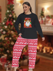  Santa Graphic Tee & Striped Pants Lounge Set