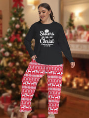 Women's Plus Size Christmas Pajama Set Long Sleeve T-Shirt & Pants Lounge
