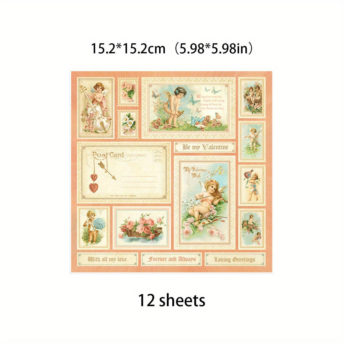 12pcs Retro Flower Cluster Paper Journal Decoration DIY Tools Student Stationery