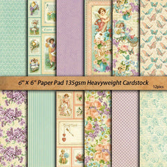 12pcs Large Flowering Shrubs Paper Retro Journal For Background DIY Gift