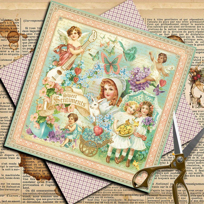 12pcs Large Flowering Shrubs Paper Retro Journal For Background DIY Gift