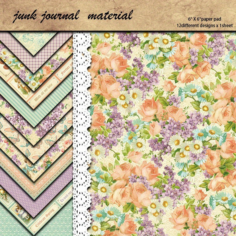 12pcs Large Flowering Shrubs Paper Retro Journal For Background DIY Gift