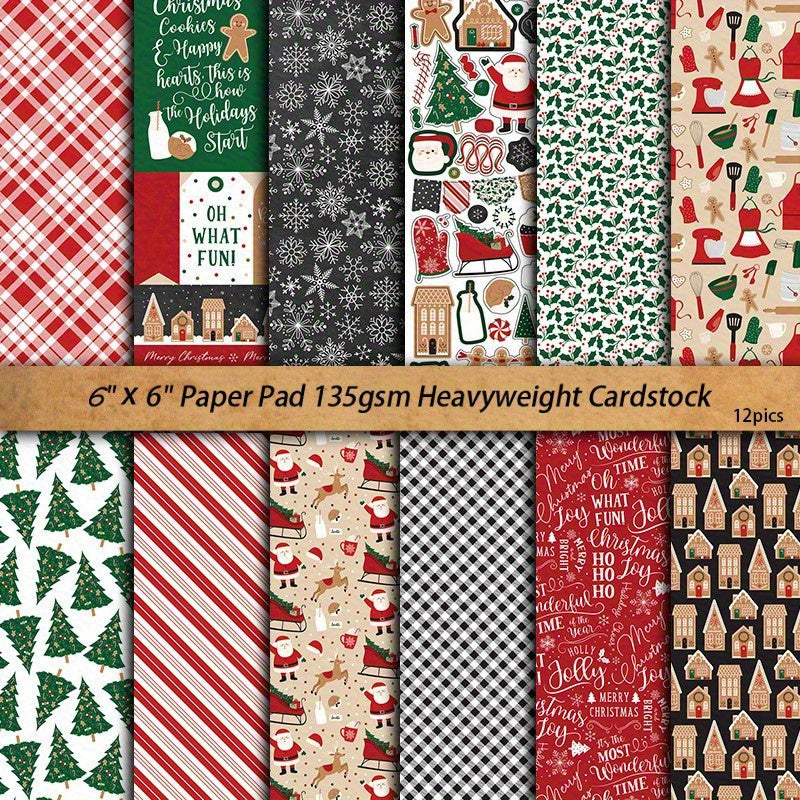 12pcs Large Size Christmas Bakery Paper Retro Journal - DIY Gift for Adults