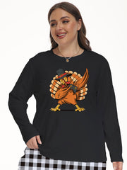  Funny Turkey Print Long Sleeve Lounge Top