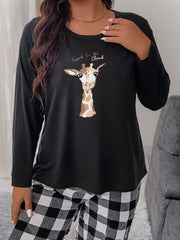  Giraffe Print Long Sleeve Tee