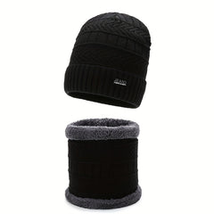2pcs Winter Knitted Hat & Neck Gaiter Set Coldproof Pullover Couple