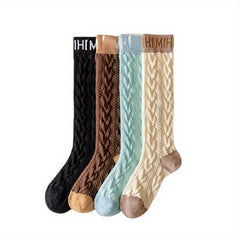 Letter Print Knee High Socks Women's Stockings