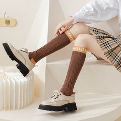 Letter Print Knee High Socks Women's Stockings