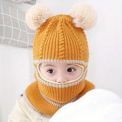 Baby Thickened Knitted Hat with Face and Ear Protection
