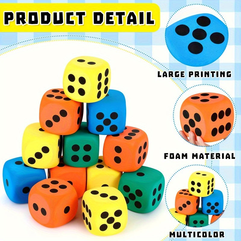 1pc Rounded Point Six Sided Interesting Dice Teaching Aid Toy Foam Square Dice