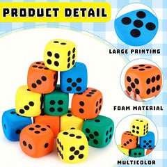 1pc Rounded Point Six Sided Interesting Dice Teaching Aid Toy Foam Square Dice