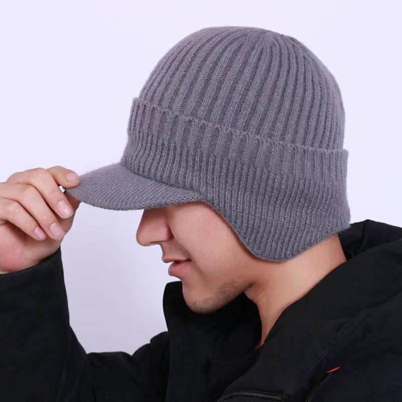Men's Knitted Warm Hat With Ear Protection Winter Plush Cap