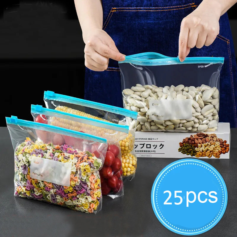 25pcs Reusable Food Storage Bags Silicone Freezer Bags Leak Proof BPA