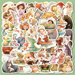 52pcs Fairy Tale Dream Animals Stickers for Stationery Books Laptops Cups