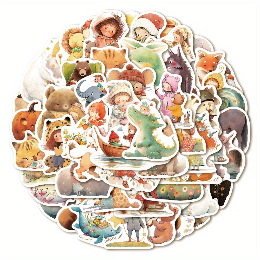 52pcs Fairy Tale Dream Animals Stickers for Stationery Books Laptops Cups