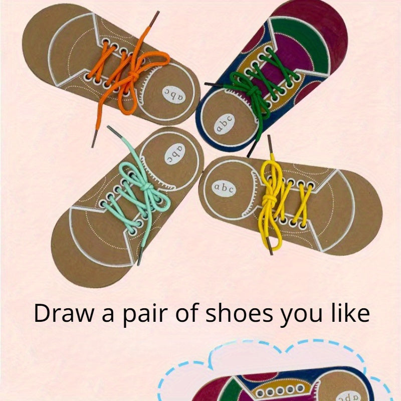 Montessori Wooden Shoe Lace Educational Toy