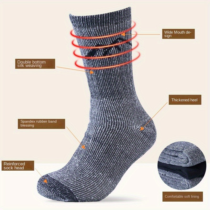 Men's Winter Wool Socks, Outdoor Sweat-Absorbing Sports Socks