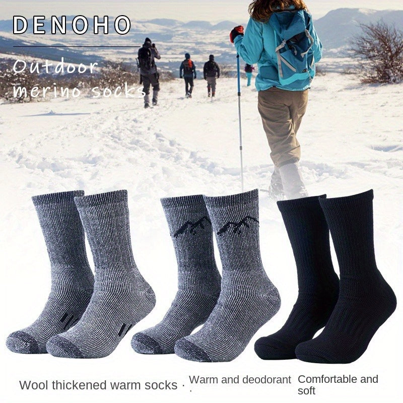 Men's Winter Wool Socks, Outdoor Sweat-Absorbing Sports Socks