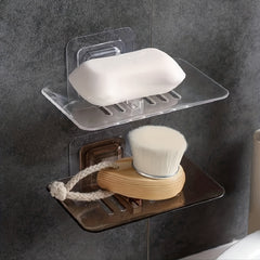 Transparent Soap Dish Wall Mounted Crystal Soap Tray No Punching Soap Holder