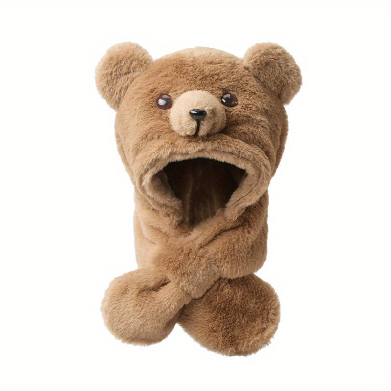 Kids Cartoon Bear Hat Warm Plush Hat for Autumn/Winter