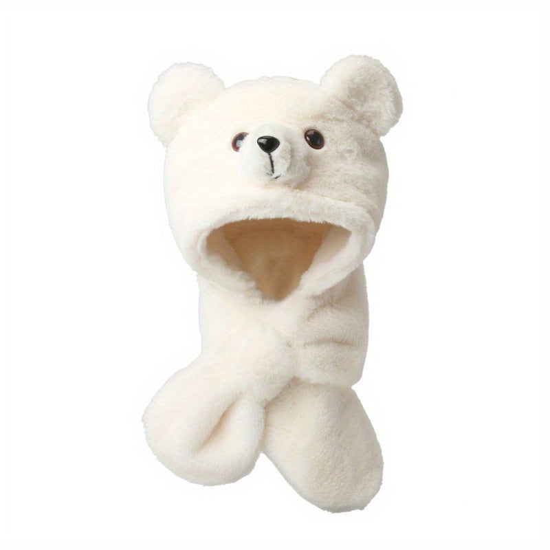 Kids Cartoon Bear Hat Warm Plush Hat for Autumn/Winter