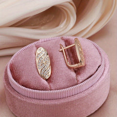 Golden Oval Zircon Drop Earrings for Women
